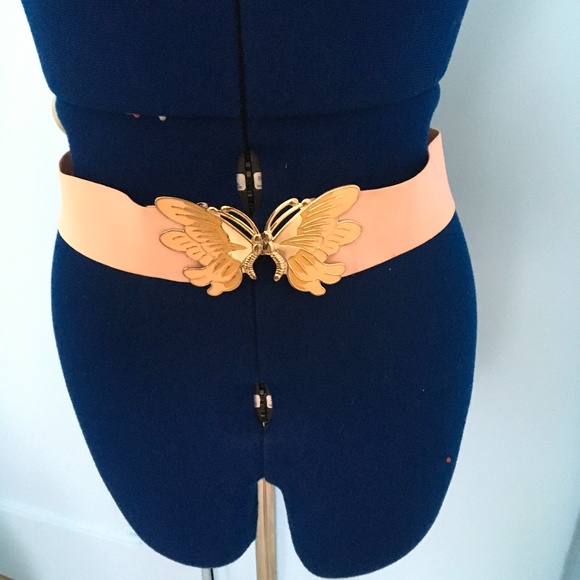 Accessories - pink elastic butterfly buckle belt
